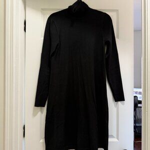 Black Long Sleeve Turtleneck Flared Sweater Dress Size S